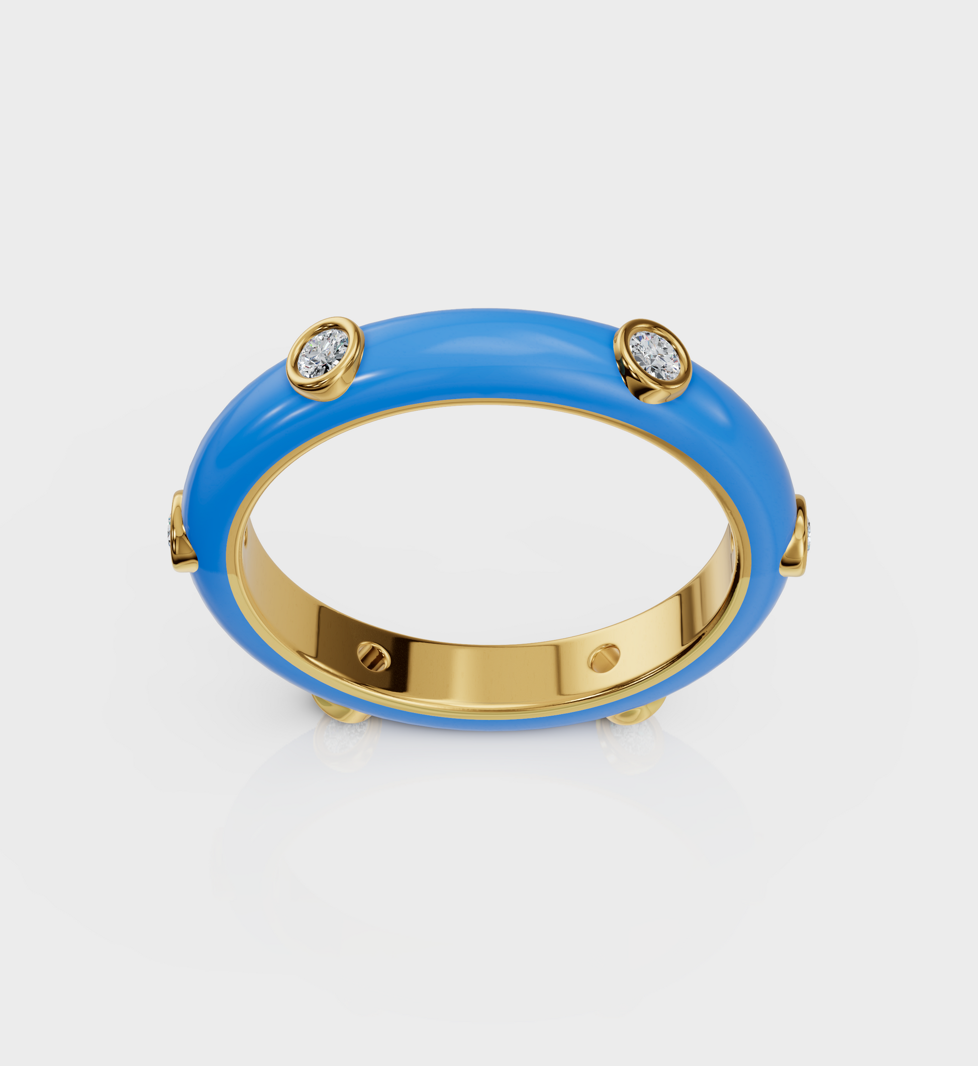 Blue Studded Enamel Ring