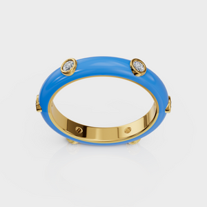 Blue Studded Enamel Ring