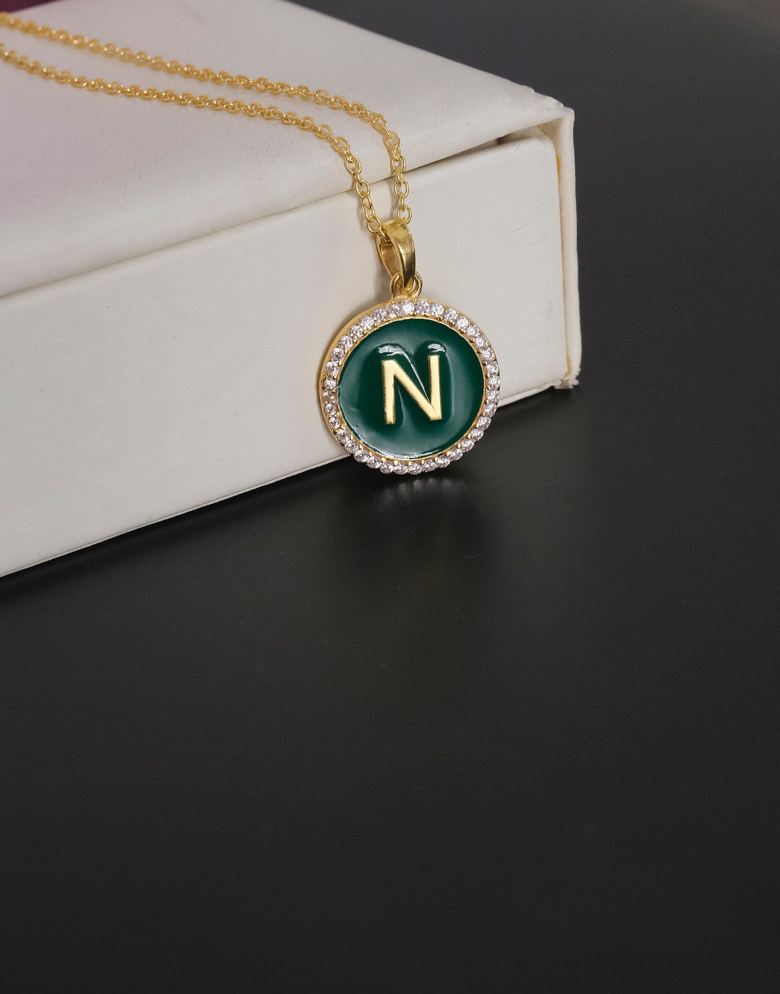 Enamel Initial Coin-Pendants-Anushka Jain Jewellery