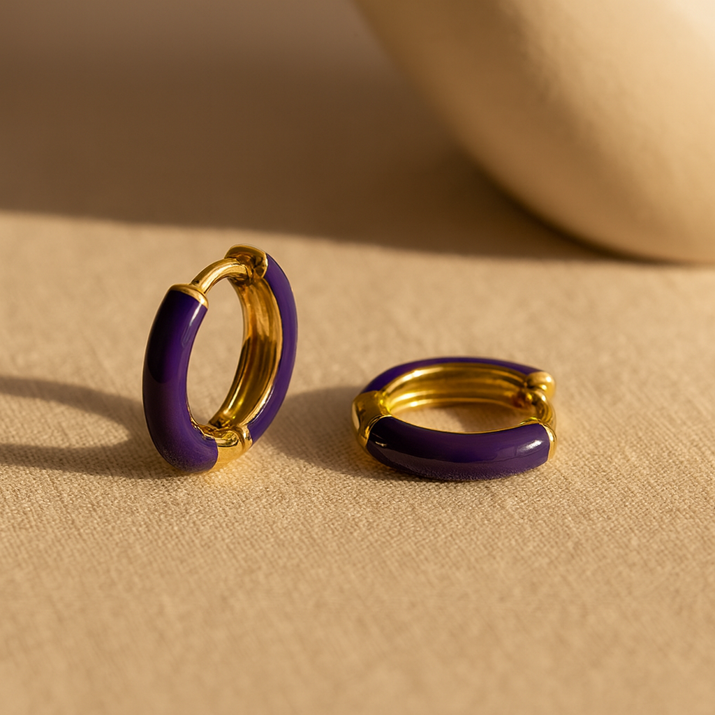 Enamel Small Hoops-Huggie-Anushka Jain Jewellery