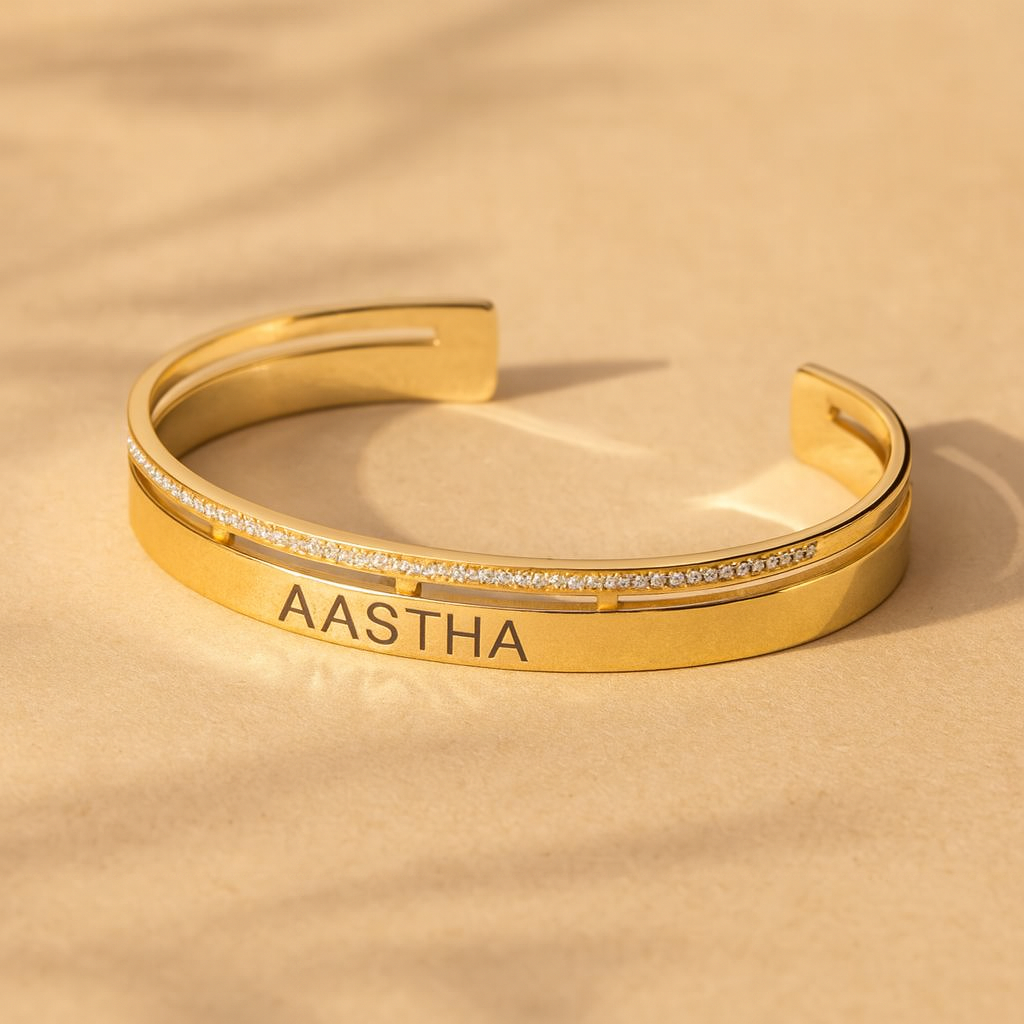 Engrave Diamond Cuff-Bracelets-Anushka Jain Jewellery