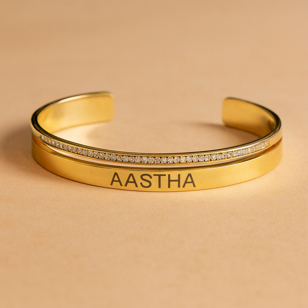 Engrave Diamond Cuff-Bracelets-Anushka Jain Jewellery