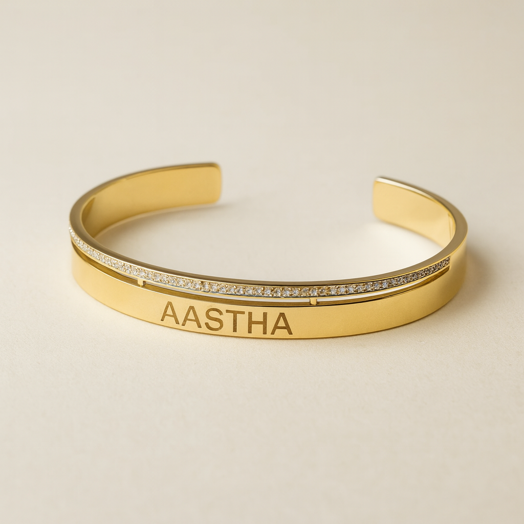 Engrave Diamond Cuff-Bracelets-Anushka Jain Jewellery