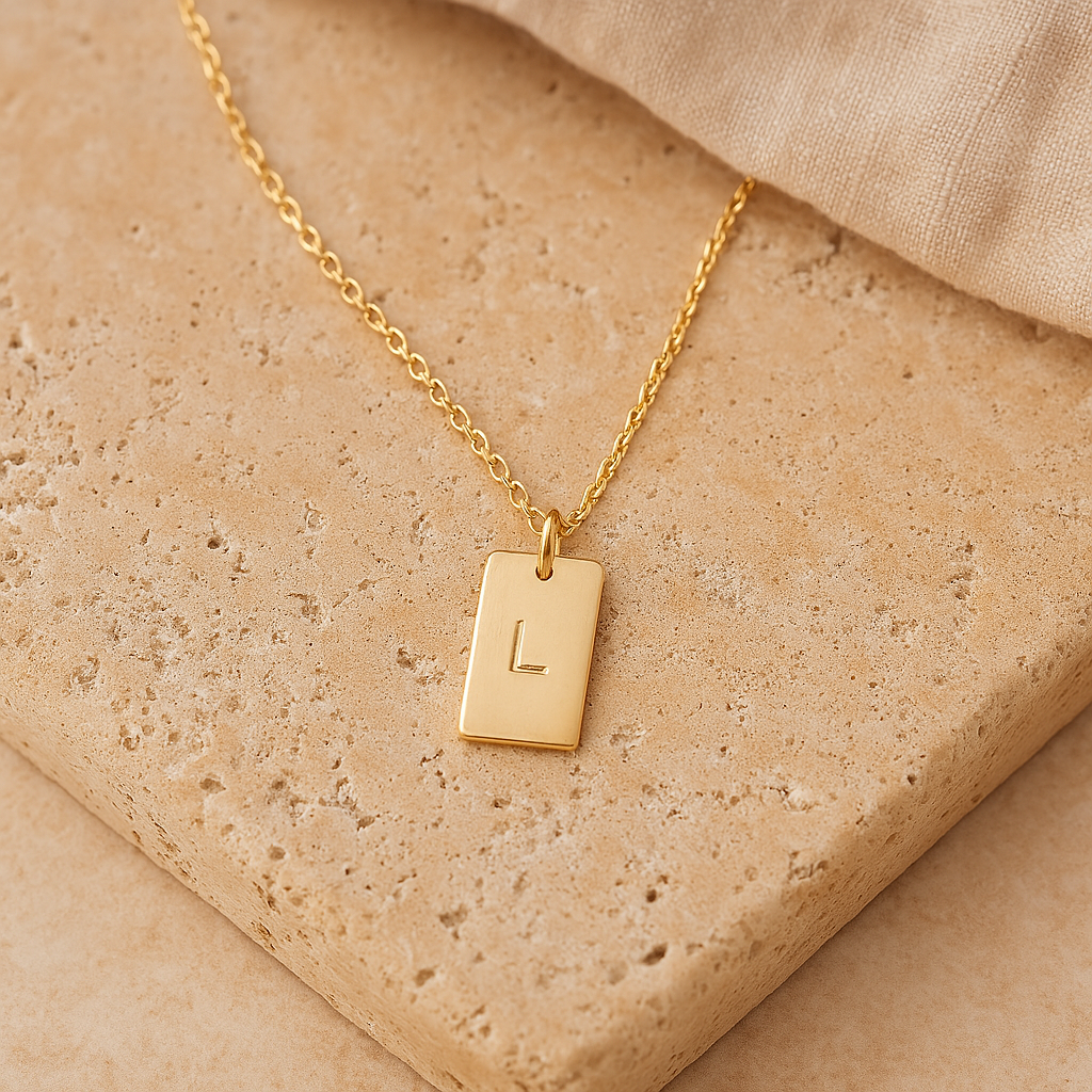 Engraved Bar Necklace-Pendants-Gold Vermeil-Anushka Jain Jewellery