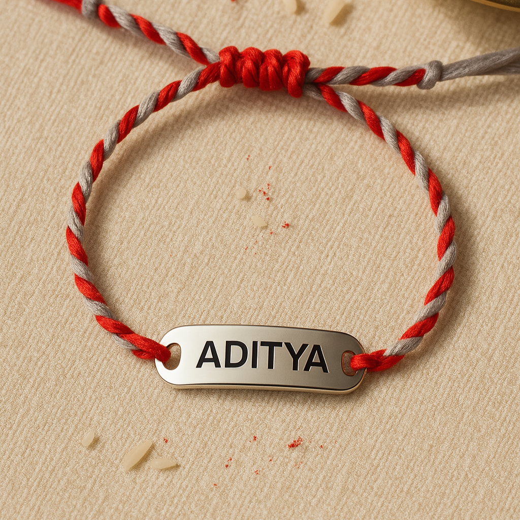 Engraved Bar Rakhi-Rakhi-Anushka Jain Jewellery