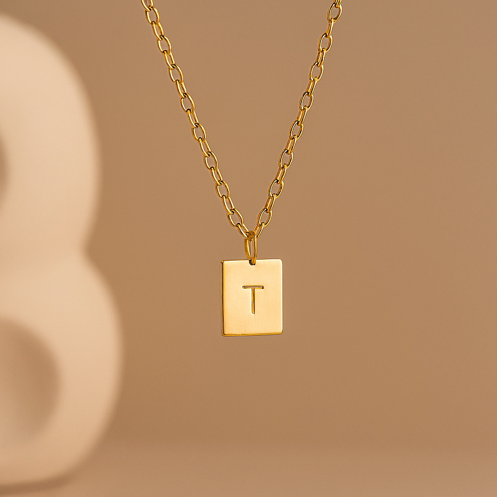 Engraved Square Bar Necklace-Pendants-Anushka Jain Jewellery