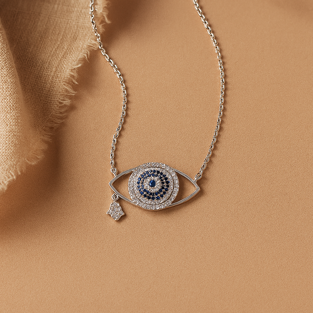Evil Eye Necklace-Pendants-Silver-Anushka Jain Jewellery