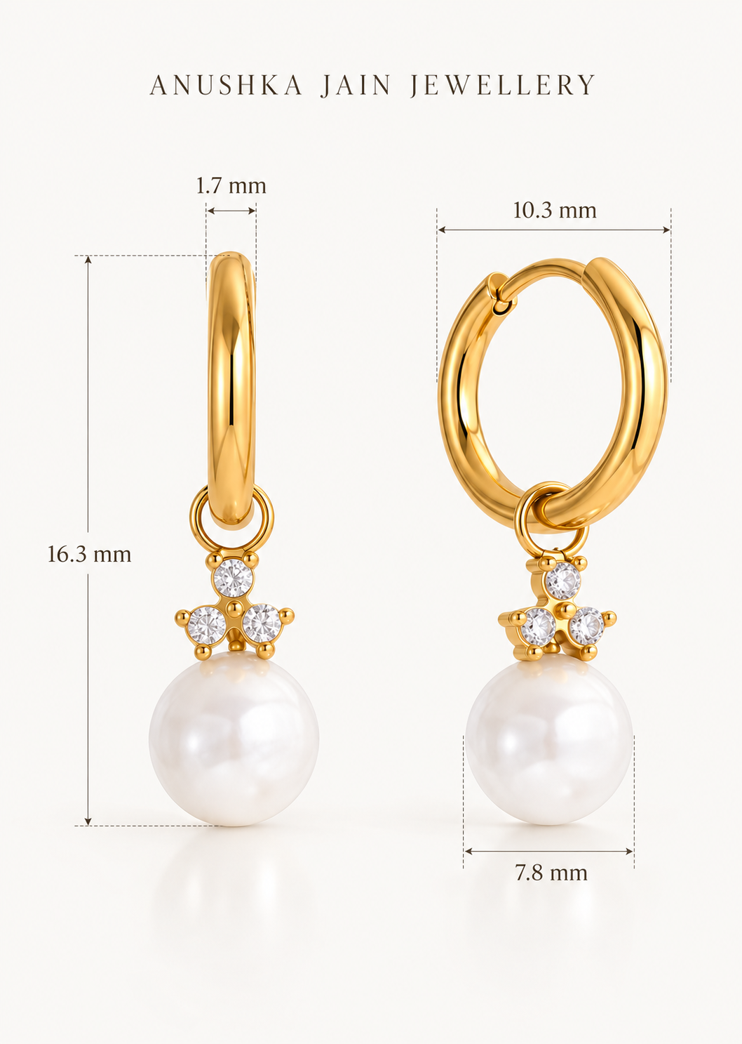Pearl Trio Drop Huggie