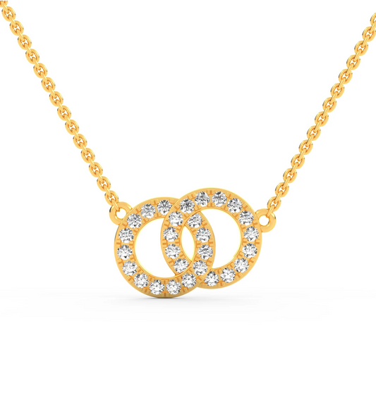 Interlocking Circle Necklace White Gold