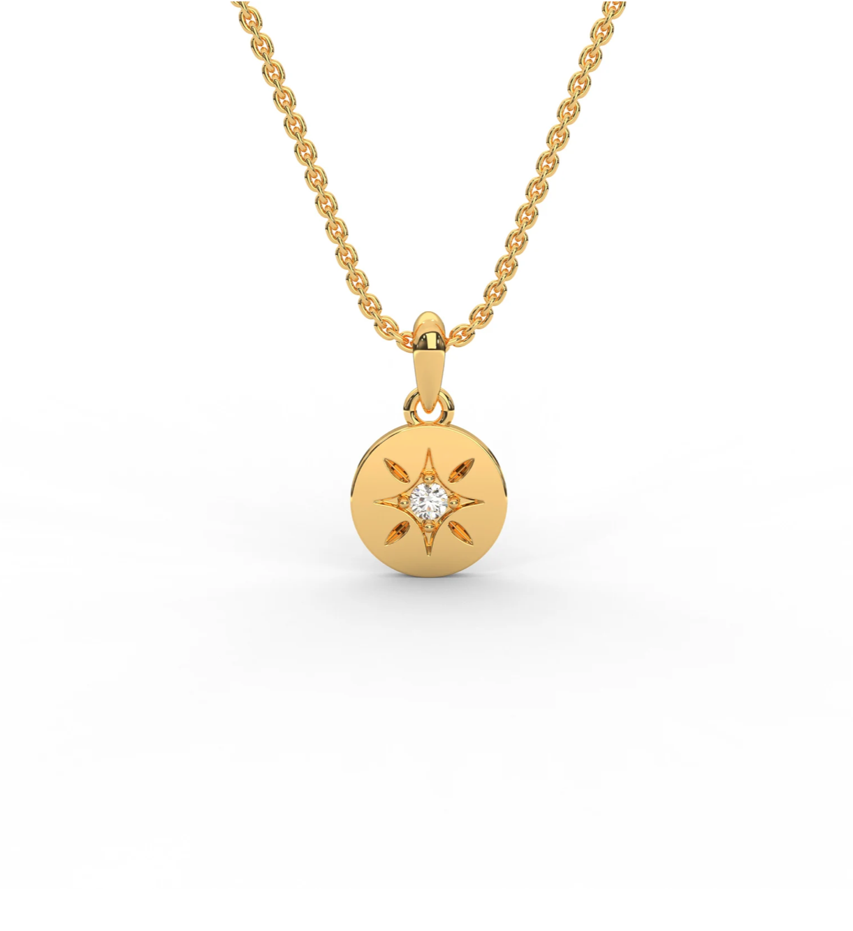 Gold North Star Necklace Yellow Gold