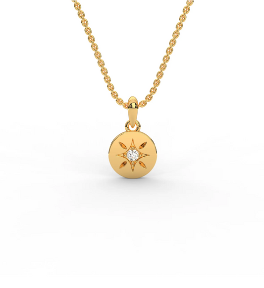 Gold North Star Necklace Yellow Gold