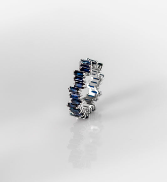 Blue Sapphire Fancy Ring White Gold