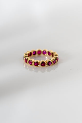 Ruby Bezel Eternity Ring Yellow Gold