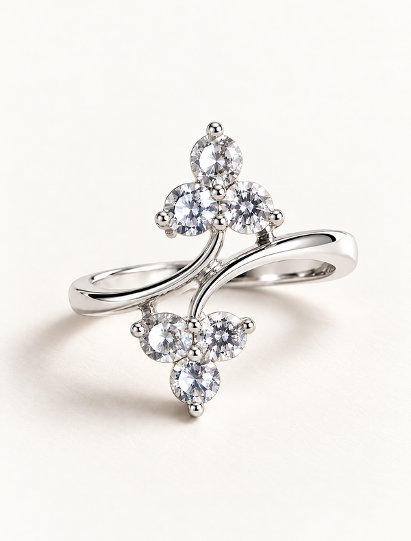 Floral Cluster Open Ring