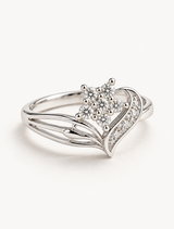 Floral Heart CZ Ring