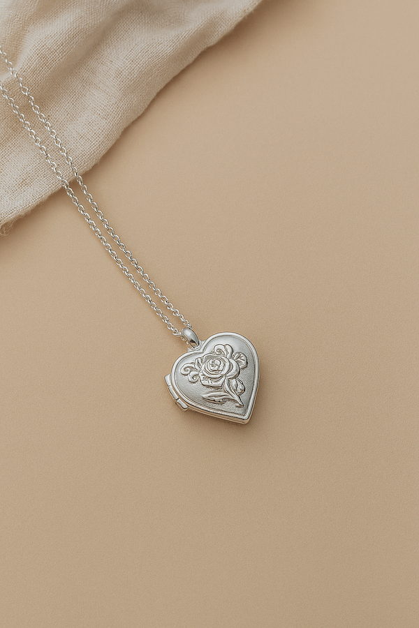 Floral Heart Locket Necklace-Lockets-Silver-Anushka Jain Jewellery