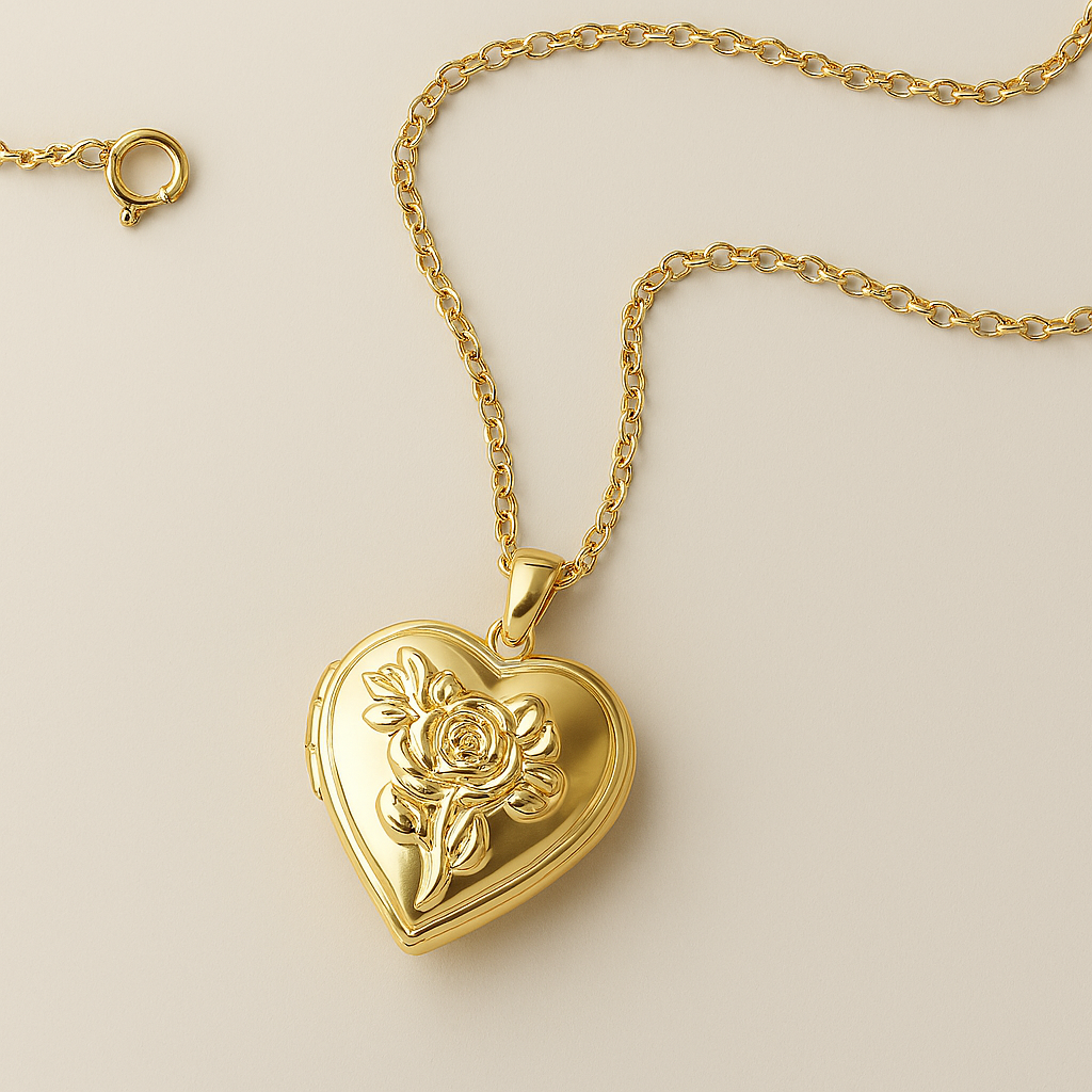 Floral Heart Locket Necklace-Lockets-Anushka Jain Jewellery