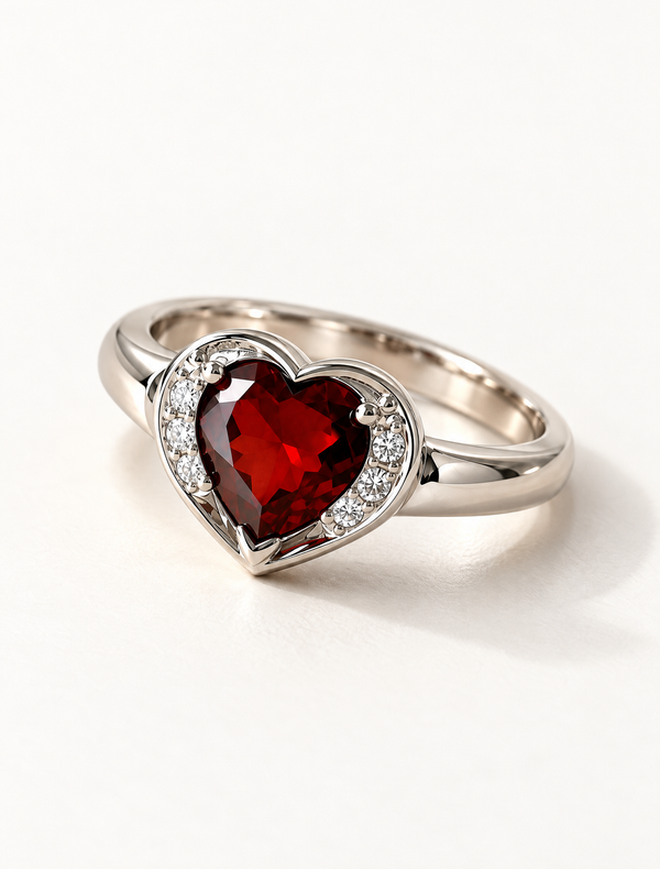 Garnet Heart Ring