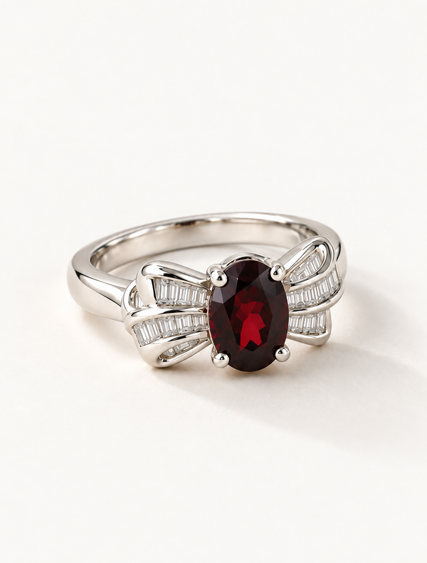Garnet Ribbon Accent Ring