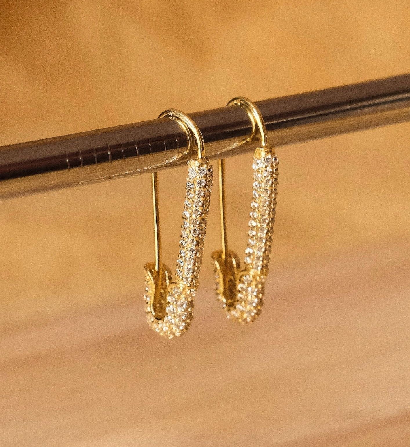 Glam Safety Pin Earrings-Earrings-Anushka Jain Jewellery