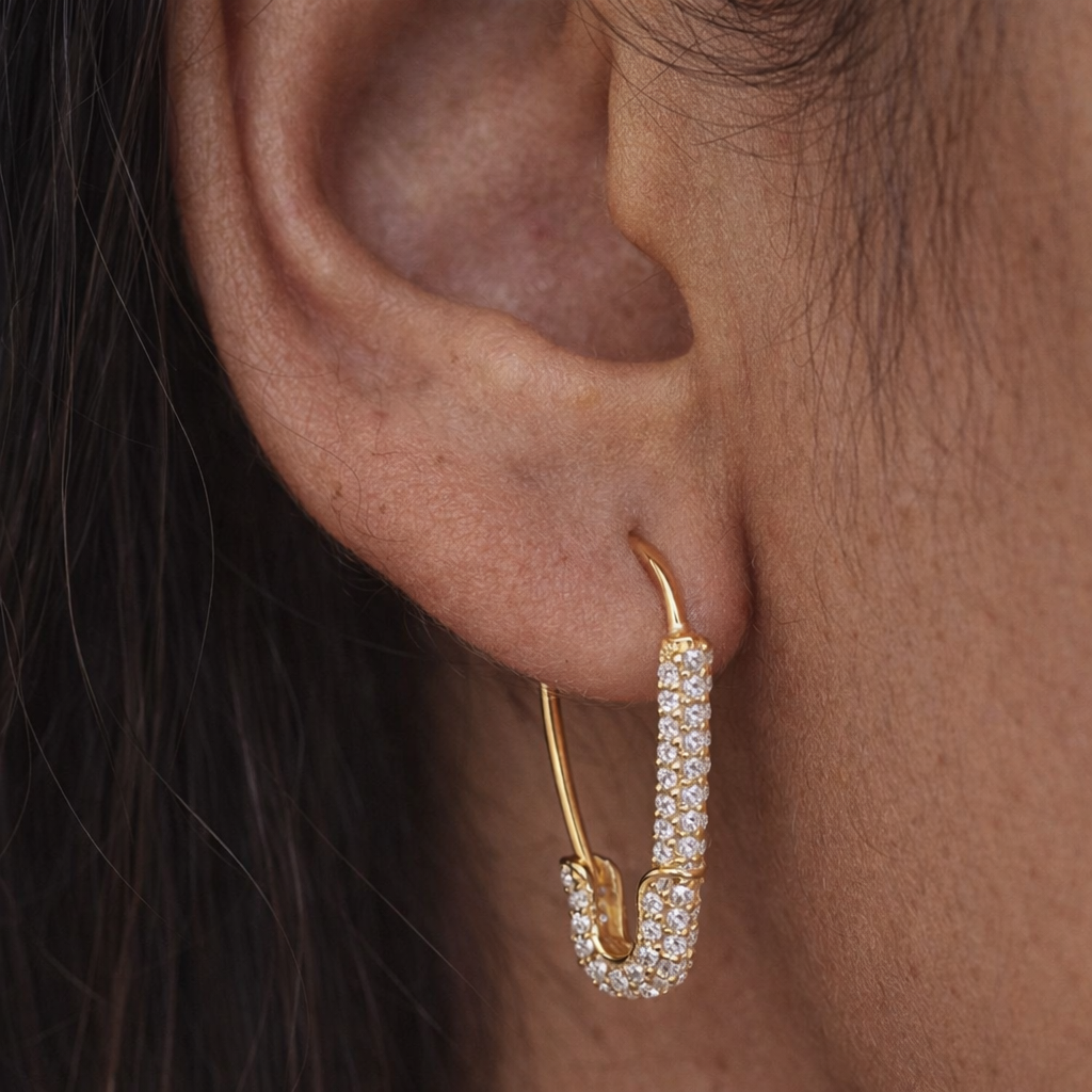Glam Safety Pin Earrings-Earrings-Anushka Jain Jewellery