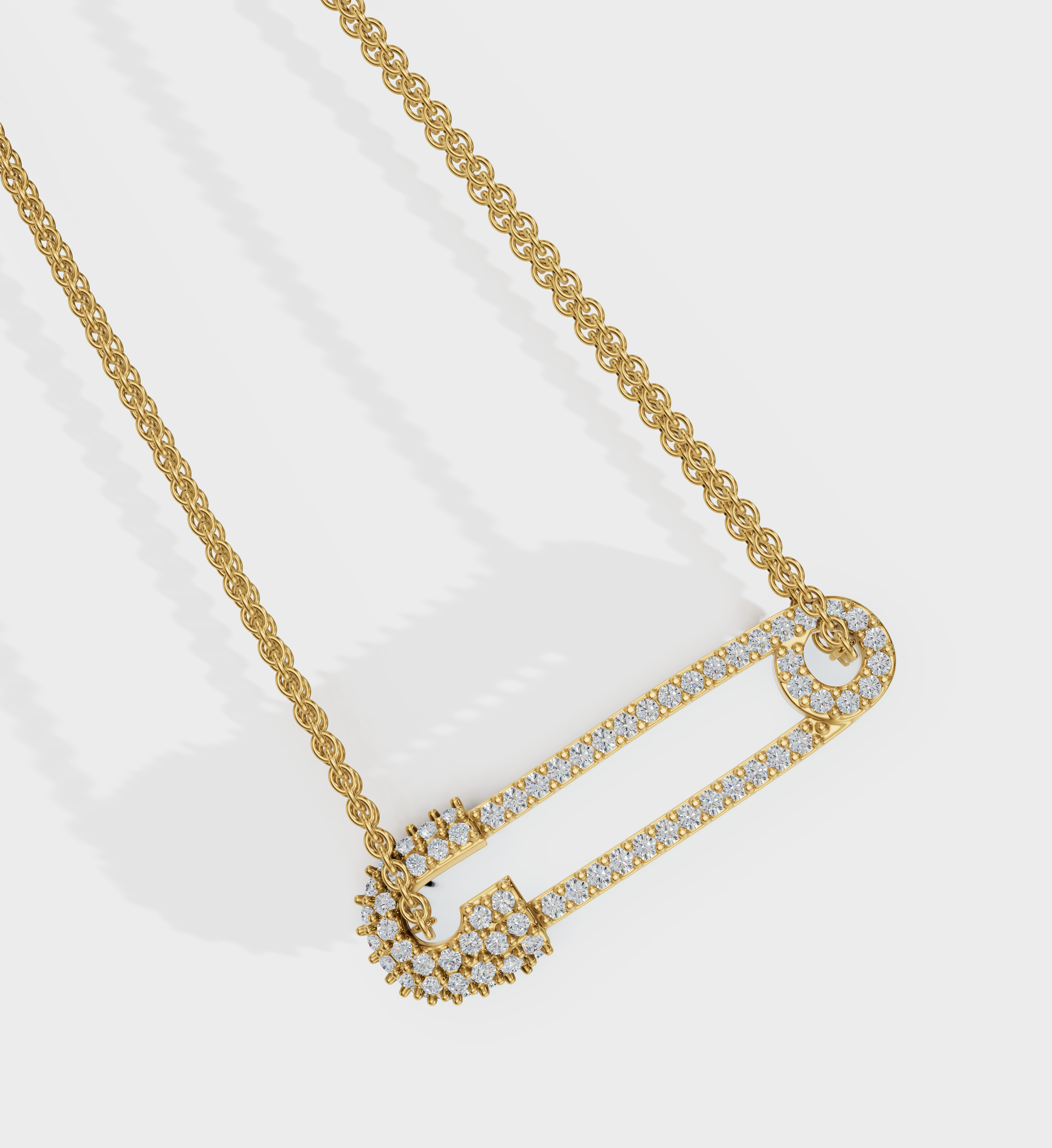 Glam Safety Pin Necklace-Pendants-Anushka Jain Jewellery