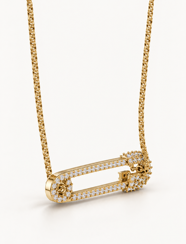 Glam Safety Pin Necklace