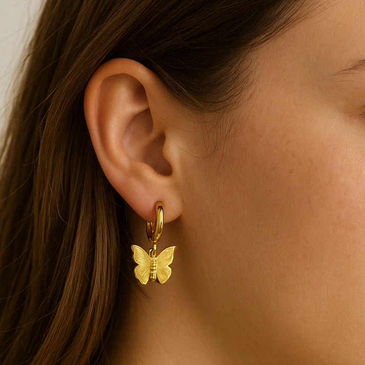 Gold Butterfly Huggies-Huggie-Anushka Jain Jewellery