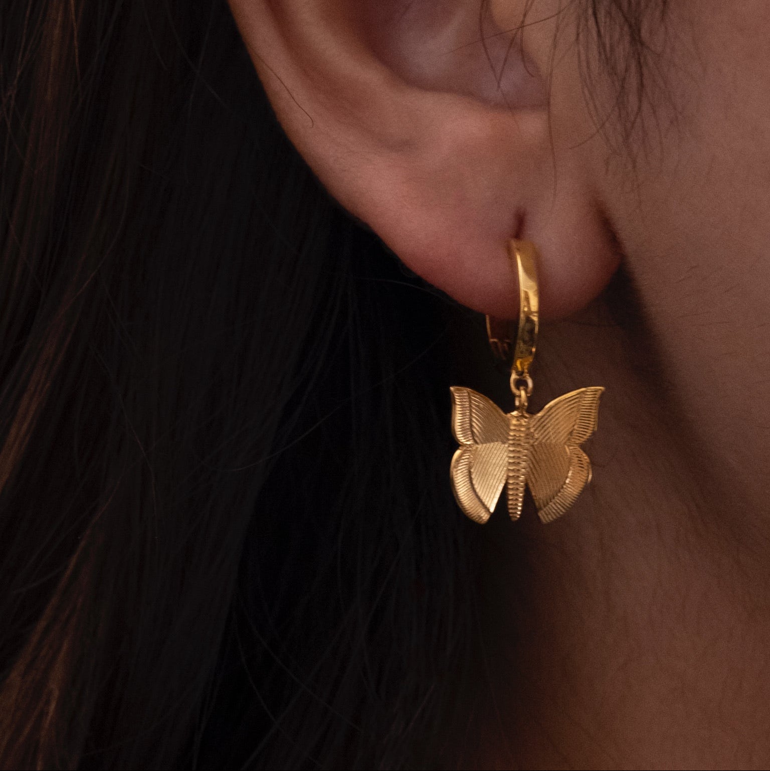 Gold Butterfly Huggies-Huggie-Anushka Jain Jewellery
