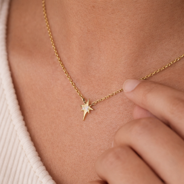 Gold North Star Necklace-Pendants-Anushka Jain Jewellery