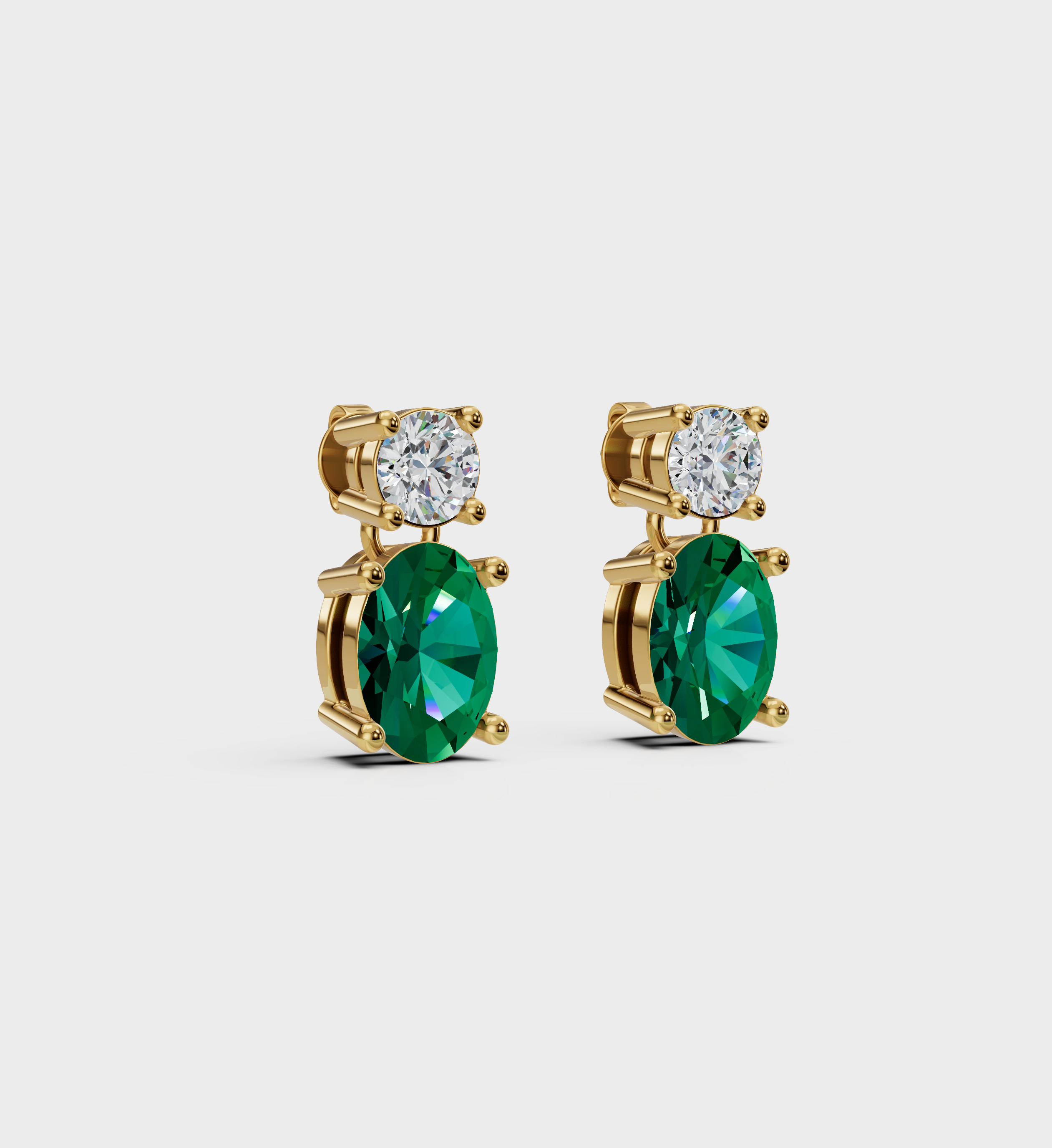 Green Oval Drop Earrings-Anushka Jain Jewellery