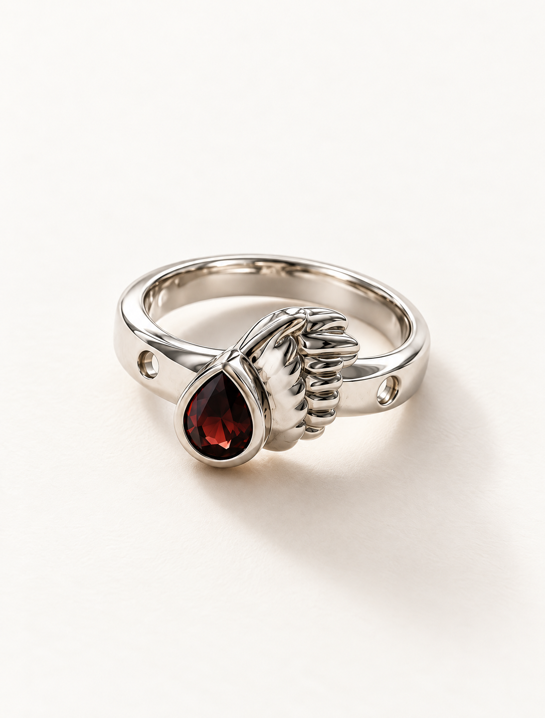 Guardian Wing Garnet Ring