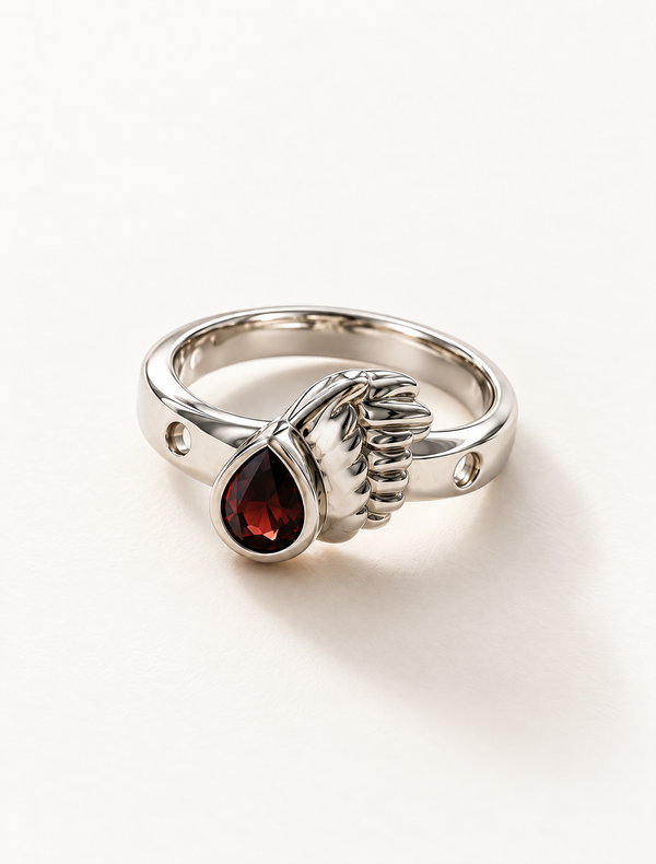 Guardian Wing Garnet Ring
