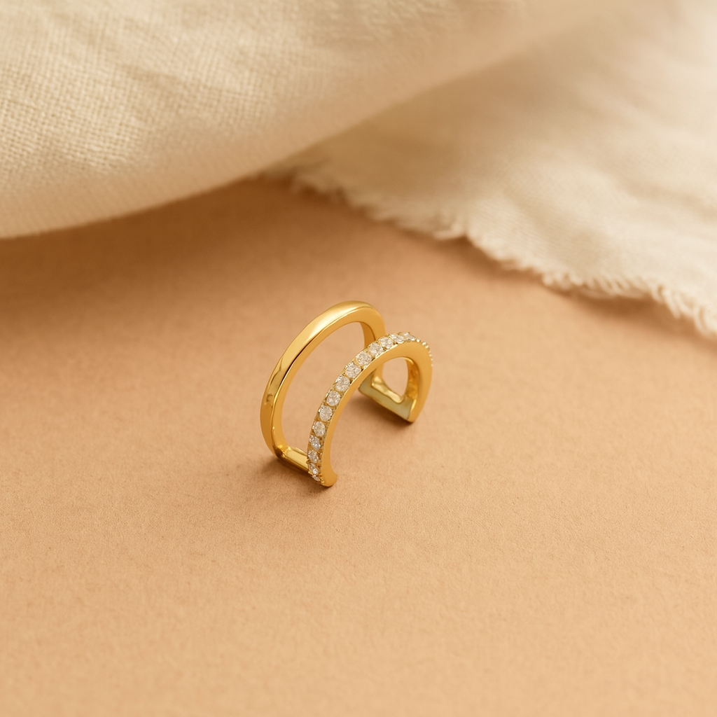 Half Diamond Ear Cuff-Ear Cuffs-Anushka Jain Jewellery