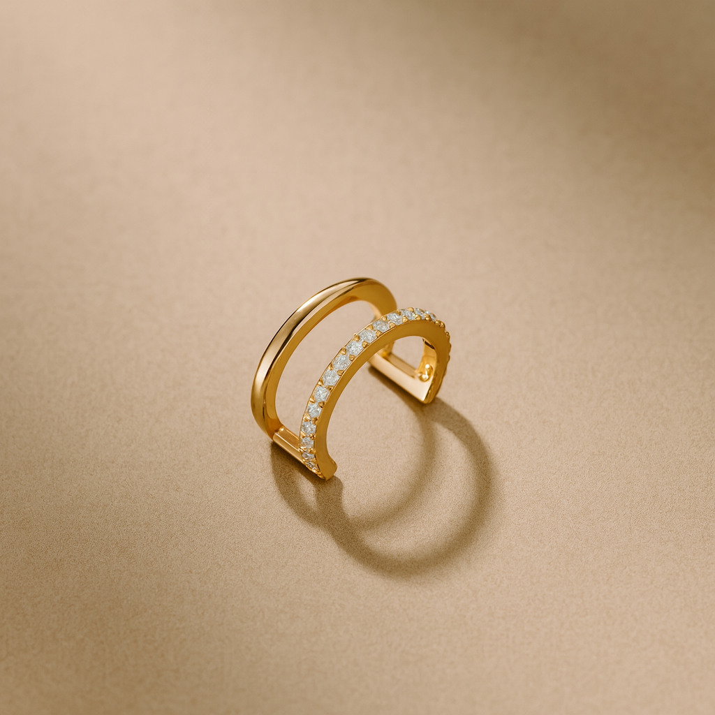 Half Diamond Ear Cuff-Ear Cuffs-Anushka Jain Jewellery