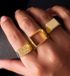 Hammered Square Signet-Rings-Anushka Jain Jewellery
