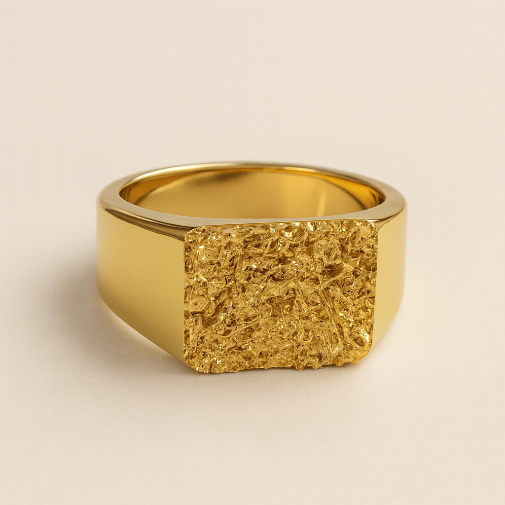 Hammered Square Signet-Rings-Anushka Jain Jewellery