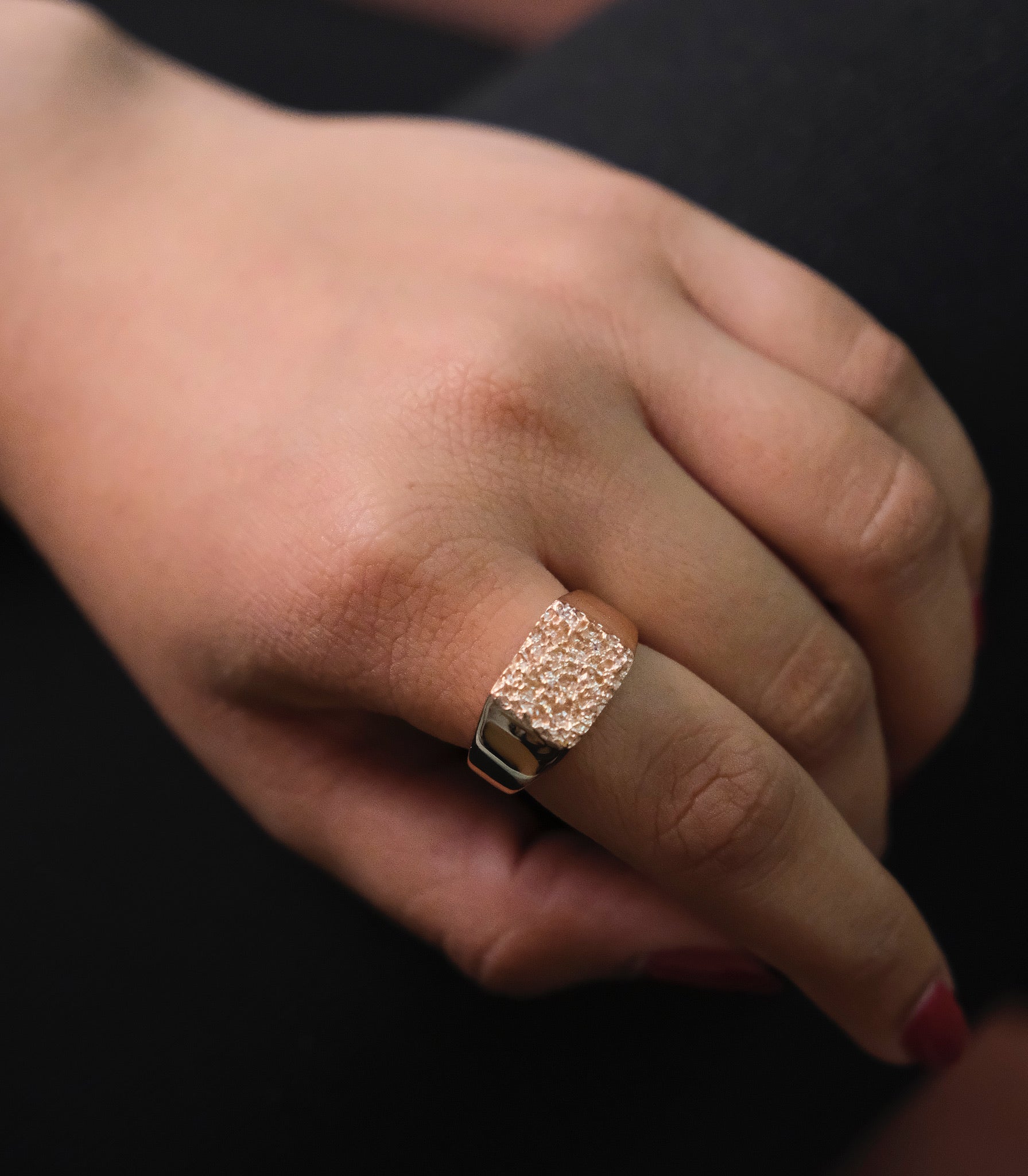 Hammered Square Signet-Rings-Anushka Jain Jewellery
