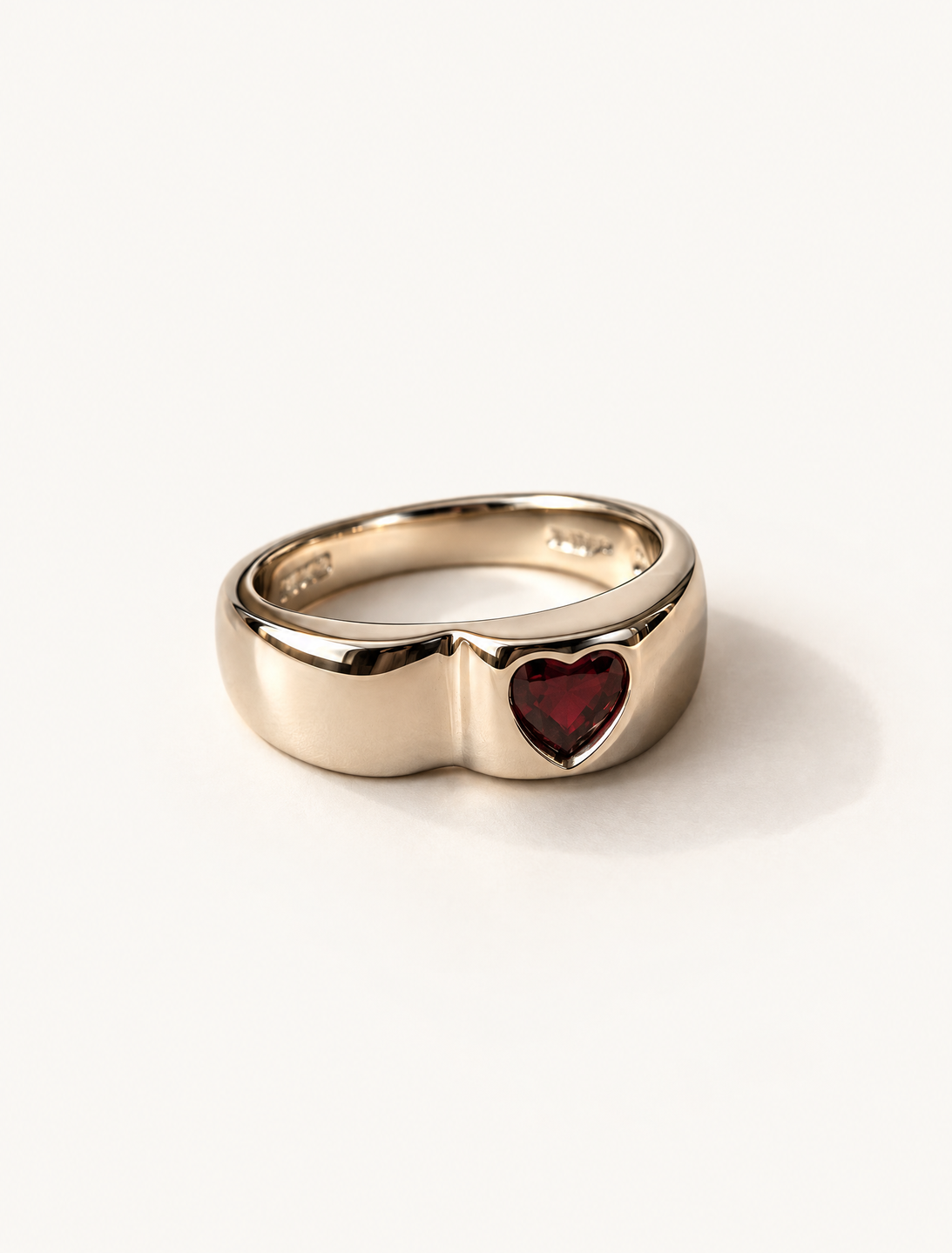 Heart Garnet Signet Ring