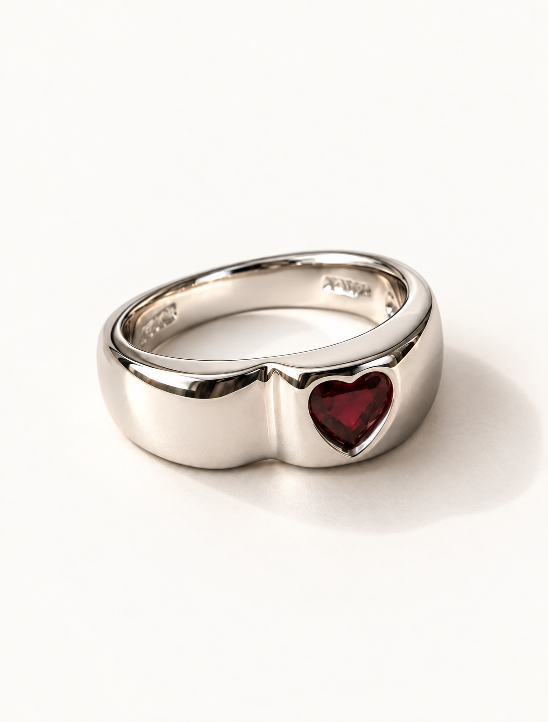 Heart Garnet Signet Ring