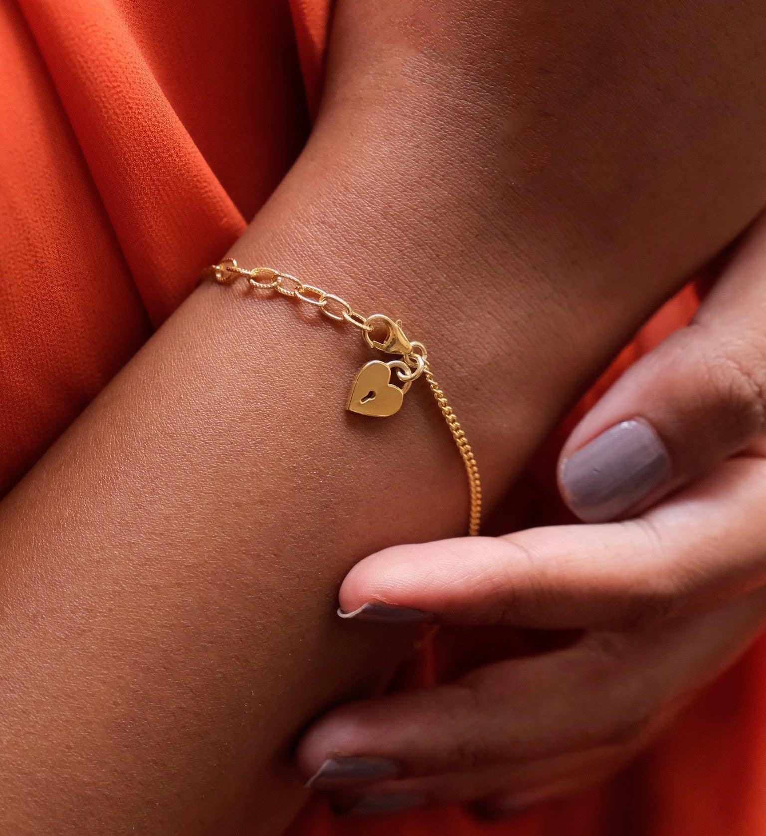 Heart Lock Charm Bracelet-Bracelets-Anushka Jain Jewellery