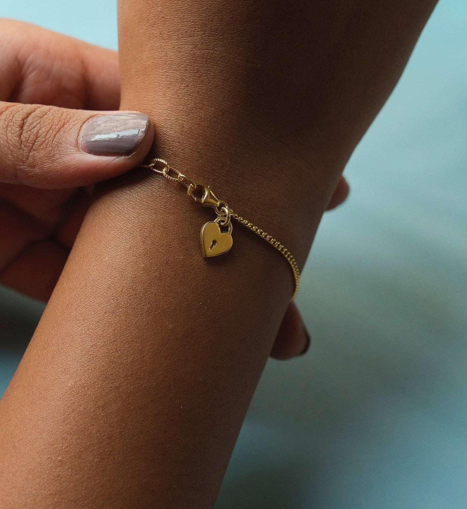 Heart Lock Charm Bracelet-Bracelets-Anushka Jain Jewellery