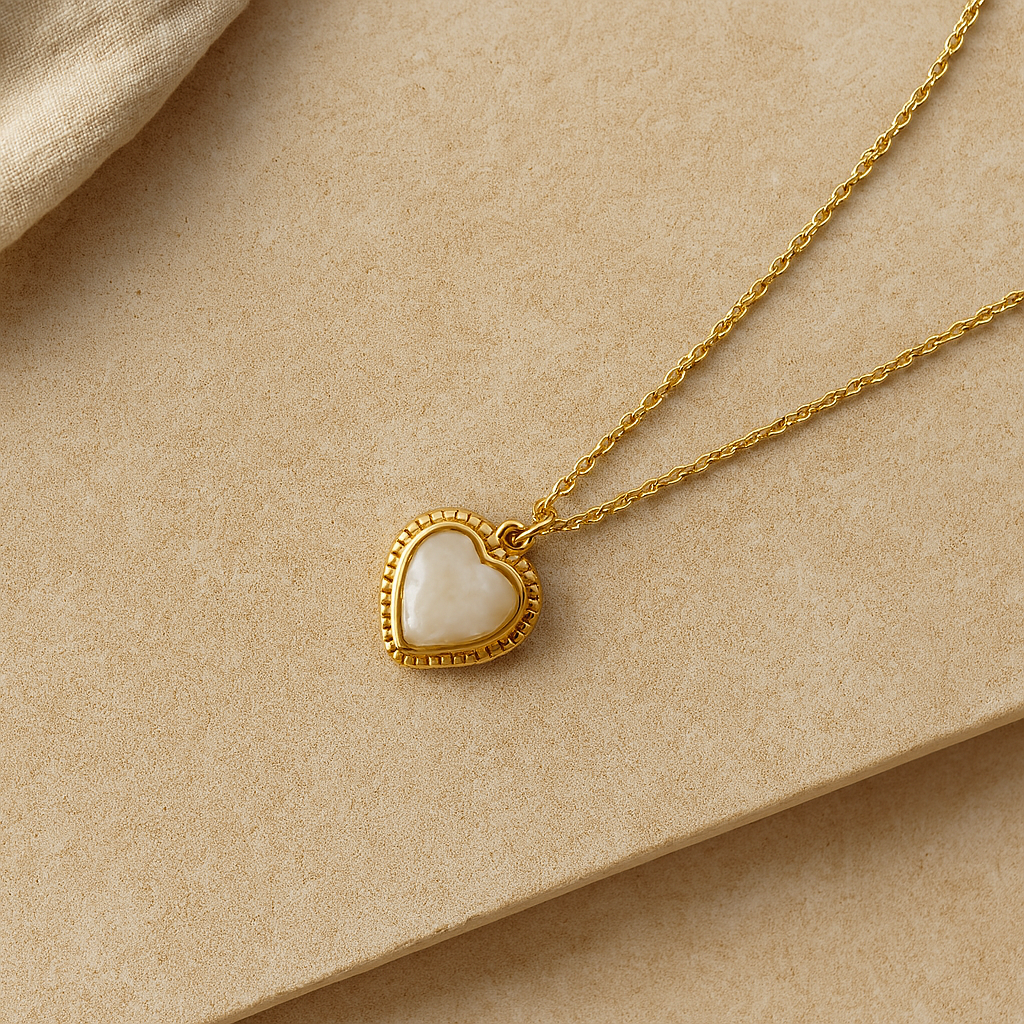 Heart Stone Necklace-Pendants-Anushka Jain Jewellery