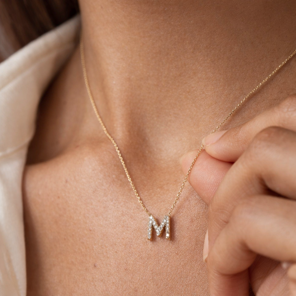 Initial Diamond Necklace-Necklaces-Anushka Jain Jewellery