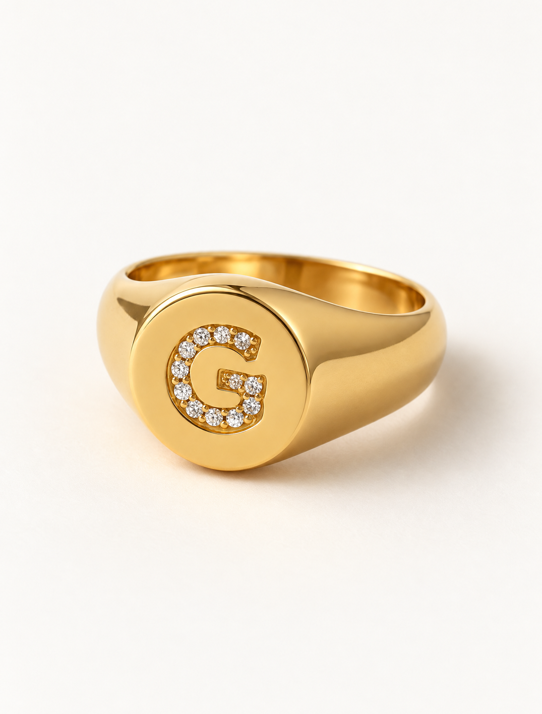 Initial Diamond Signet Ring