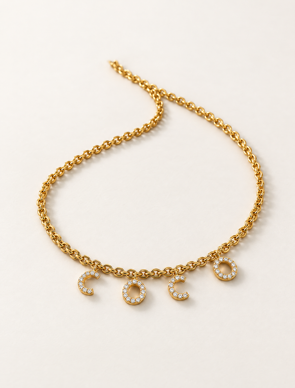 Initial Name Diamond Necklace