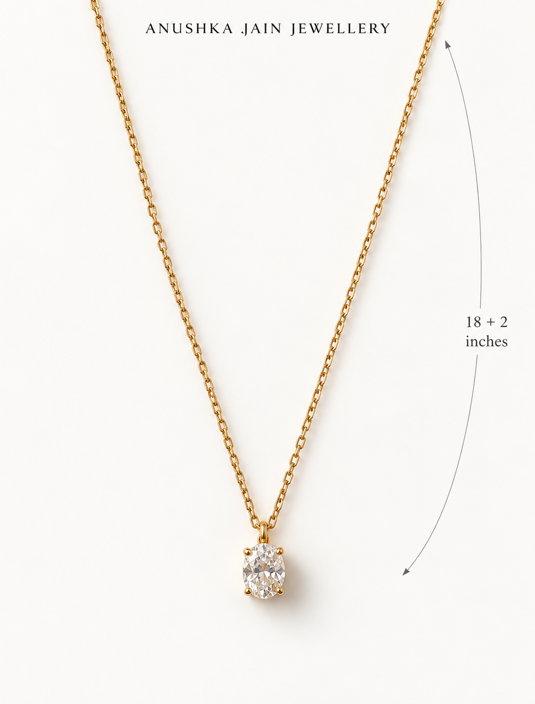 Dainty Oval Solitaire Necklace