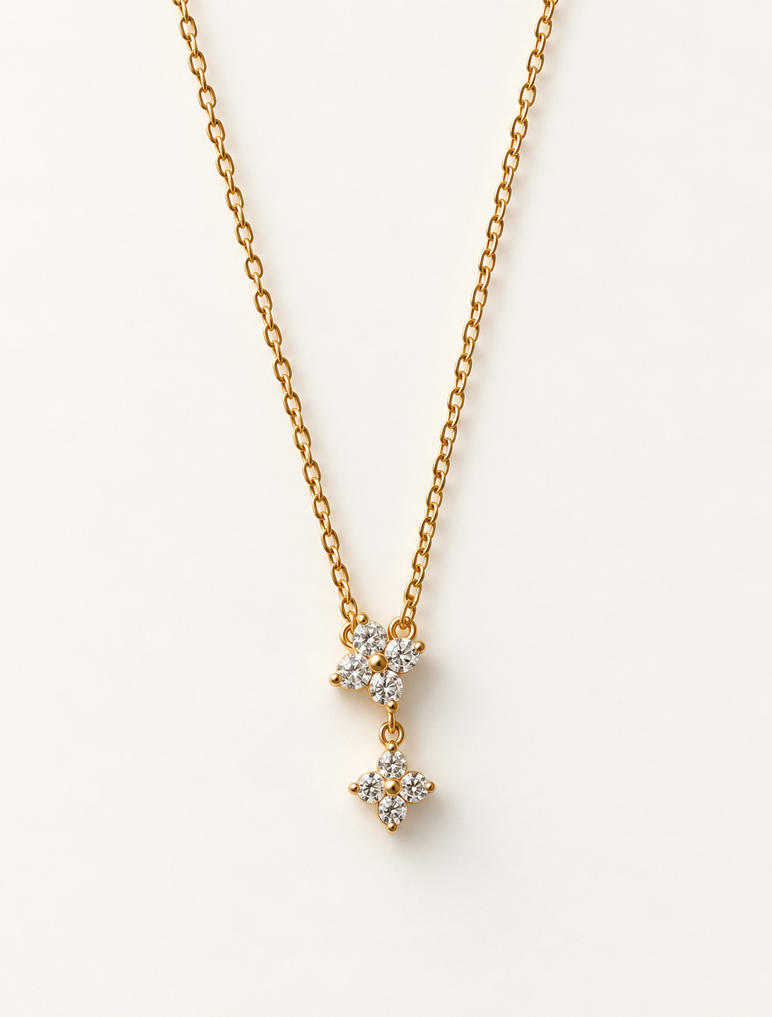 Double Clover Drop Necklace