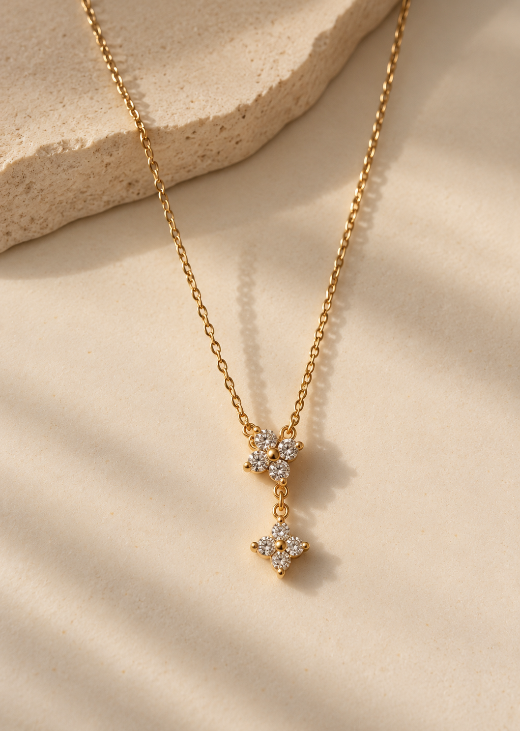 Double Clover Drop Necklace