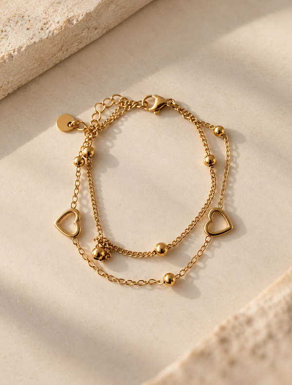Double Layer Heart Bracelet